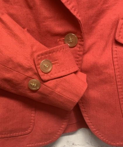 Talbots Petite 8P Blazer Jacket Suit Separate Cotton/Linen Coral-Red - Picture 4 of 6