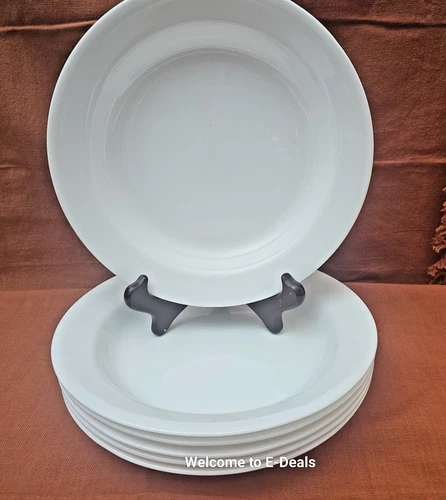6 Corelle WINTER FROST WHITE 15-oz Wide Flat Rimmed SOUP Pasta BOWL LOT USA NWT