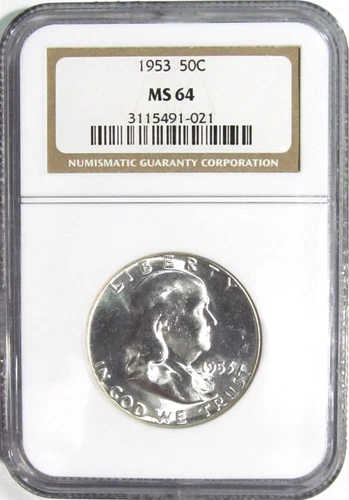 1953 FRANKLIN Silver Half Dollar NGC MS 64