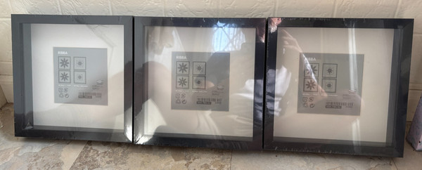 3 marcos de caja de sombra negros IKEA Ribba 9x9 pulgadas marco de decoración del hogar 000.780.51 NOS