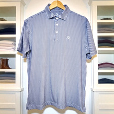Rhoback Don  t Mess With Texas Flag Golf Polo Shirt Blue All Over Print Sz M MINT