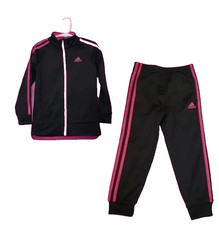 ADIDAS 2 PIECE TRACK SET BLACK/HOT PINK 3T NWT