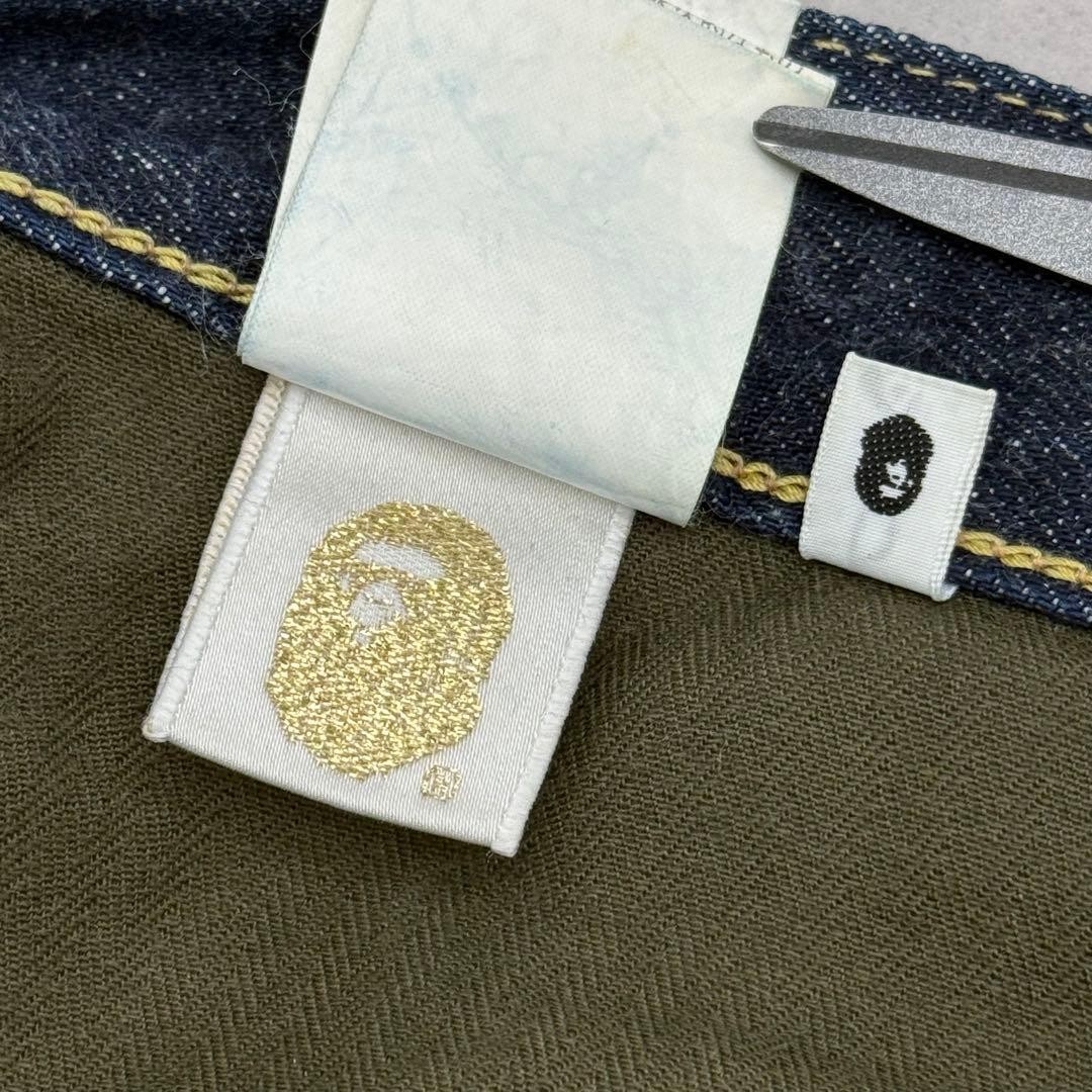 A BATHING APE Denim Pants Jeans Indigo Blue Paint Splash XL Inseam 87cm thumbnail 17