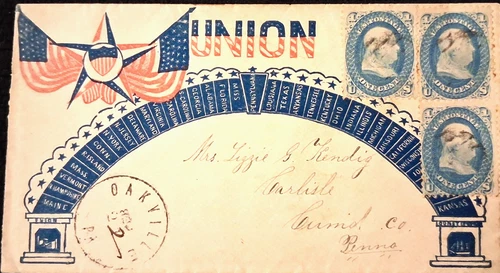 63 Civil War Patriotic - Scarce Magee Arch of "States" Bricks w/Shield & Flag