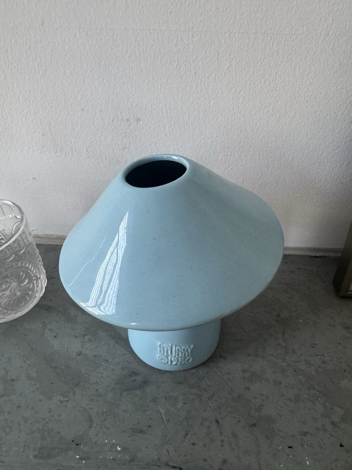Stussy Blue Ceramic Mushroom Vase Streetwear Rare thumbnail 3