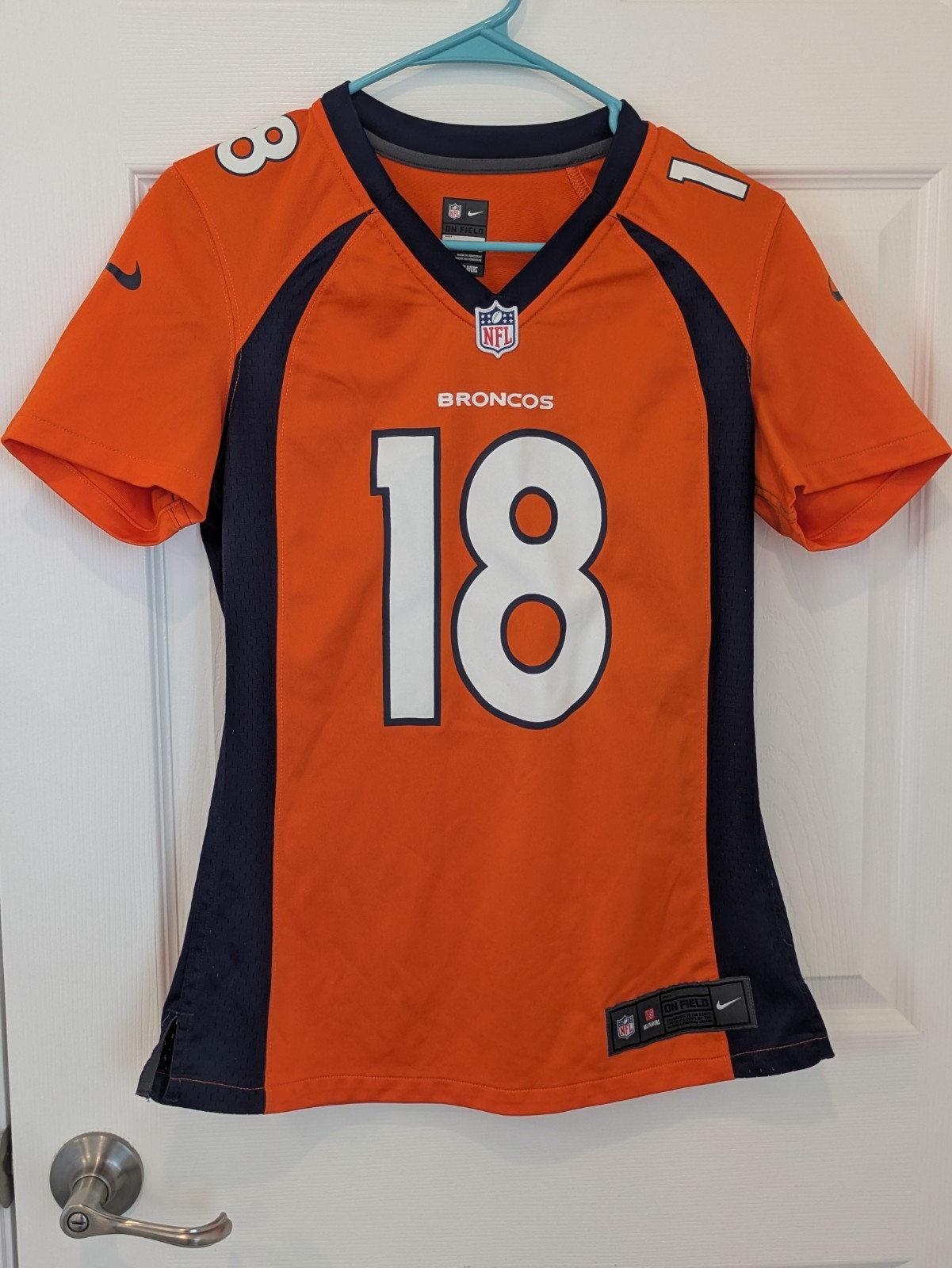 Nike NFL Broncos Peyton Manning Jersey Women's S #18 Navy Orange Denver