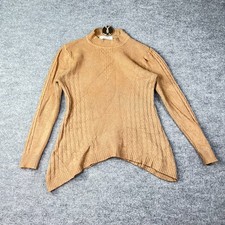 Jon & Anna Contemporary Sweater Women's Brown Rib Cable-Knit Mock Neck - Small