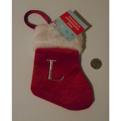 Upper Case L Monogram on red MINI Christmas Stocking 8''X6'' by Rite Aid