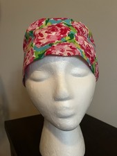 Floral Pattern Cotton Medical Scrub Cap Pink Blue Green Roses Women s.