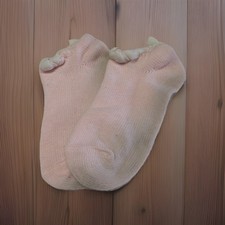 VTG Socks Women s Acrylic Baby Pink 9-11 Low 80s USA Gean Edward s Bow Tie White