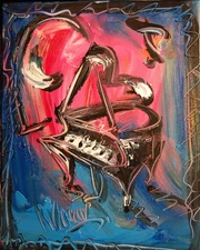 PIANO    SIGNED  Original Oil Painting on canvas IMPRESSIONIST I23F2