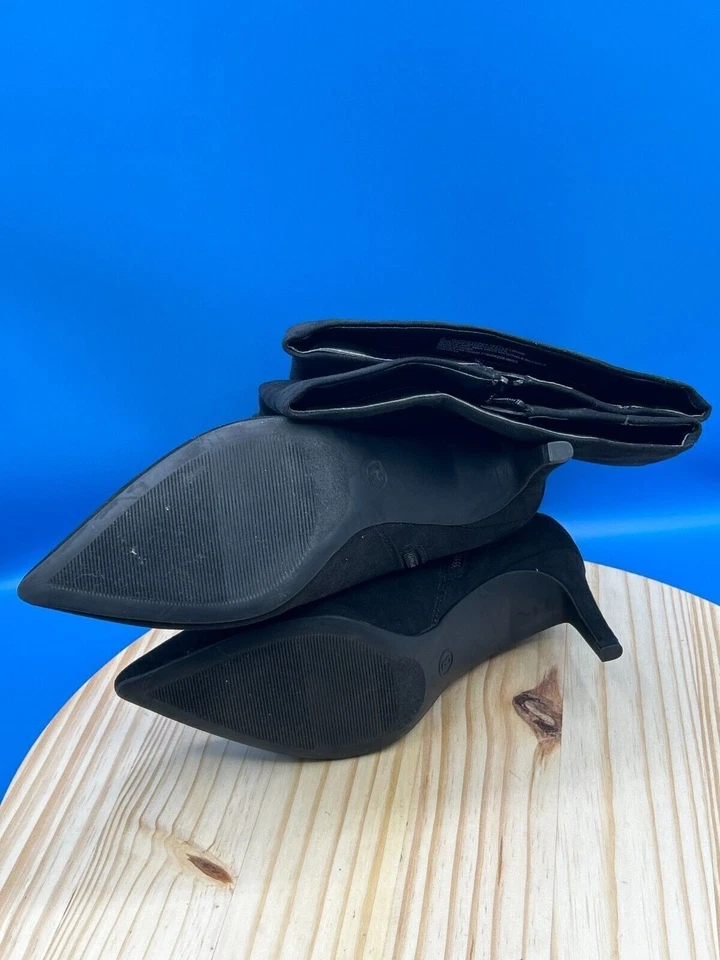 Calvin Klein Knee High Riding Boot Women's Sz 8 Black Faux Leather Side Zip - Image 4 of 4