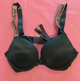 Victoria's Secret Push Up Bra Set 32B Lace Logo Straps Blue Pink Red Green Black