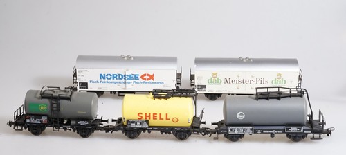 (0586) 5x  Fleischmann H0 Güterwagen 3 Kesselwagen +2 Kühlwagen | Condition: Gebraucht
