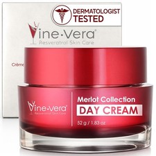 Vine Vera Merlot Day Cream - Resveratrol Skin Care Face Moisturizer - 1.83 Oz