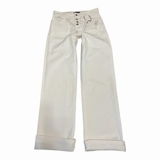 Sanctuary Luna Pant White Straight Leg Jeans Button Fly Cuffed/Uncuffed NWT 26