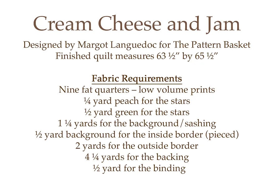 Pattern Basket CREAM CHEESE & JAM Fat Quarter Pattern | eBay