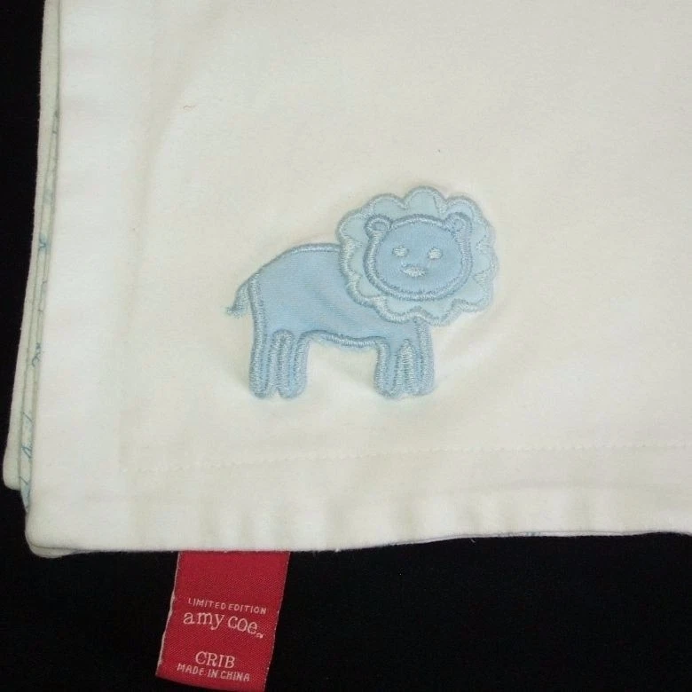 Amy Coe Blanco Azul León Bebé Manta Safari Selva Animal Edición Limitada Foto 3 de 3