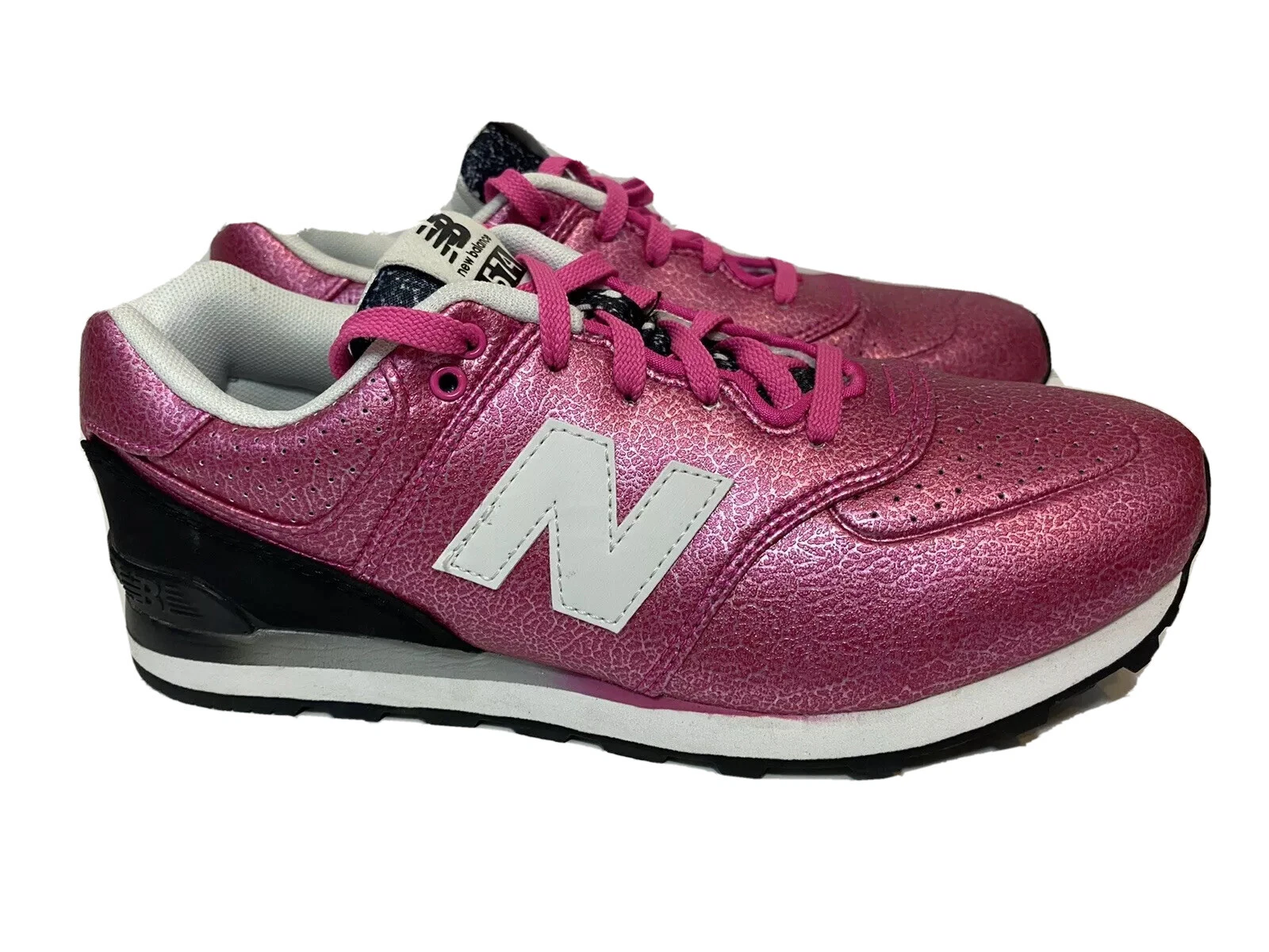 New Balance 574 Collezione Gradient Pelle Rosa Nera Ragazze Giovani Tg 5 5