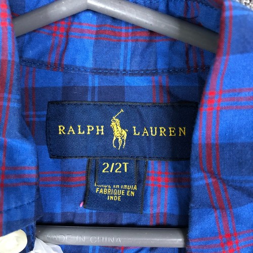 Ralph Lauren Shirt Boys 2T Toddler Blue Plaid Long Sleeve Button Up Casual Pony - Picture 5 of 9