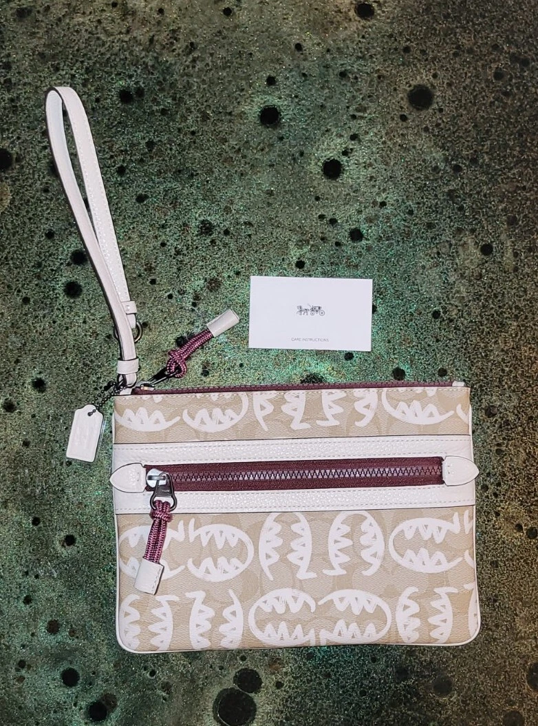 COACH Vale Gallery Pouch In Signature Canvas With Rexy Bags and