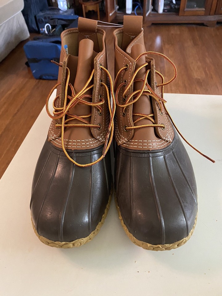 Men’s LL Bean Boots 6" Lace Up Brown Rubber Leather Size 12 Wide Waterproof eBay