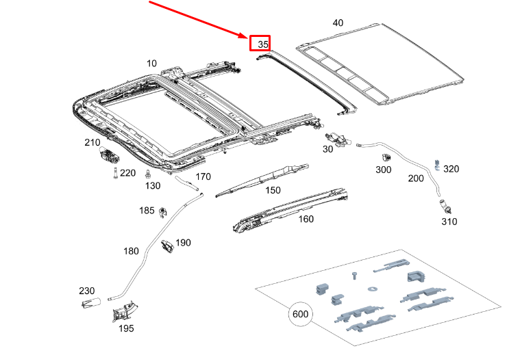 MERCEDES-BENZ GLS X167 Sliding Sunroof Drain Rail A1677801200