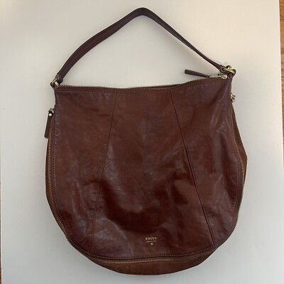 Fossil Large Brown Leather and Suede Bag