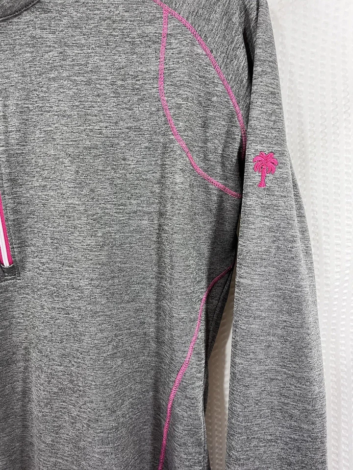 Pullover Footjoy Mujer 1/2 Cremallera Pequeño Gris Rosa Golf Logo Manga Larga Foto 2 de 4