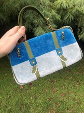 Roberta Di Camerino Velvet Belt Design Blue And Green Handbag 
