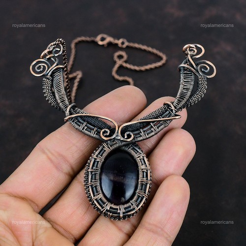 Third Eye Chakra Multi Fluorite Stone Copper Chain Wire Wrap Necklace Jewelry - Picture 4 of 7