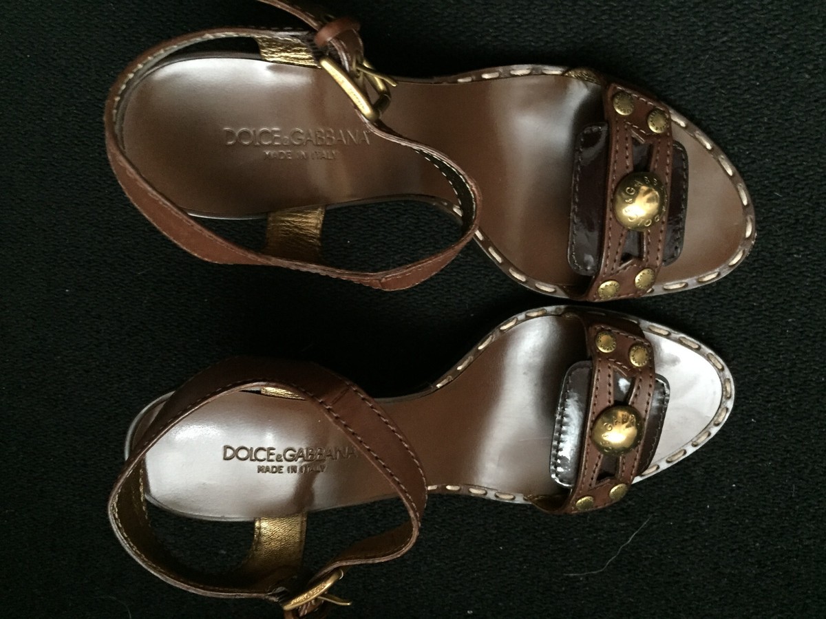 Dolce & Gabbana two-tone brown sandals - 37 1/2 with gold 
