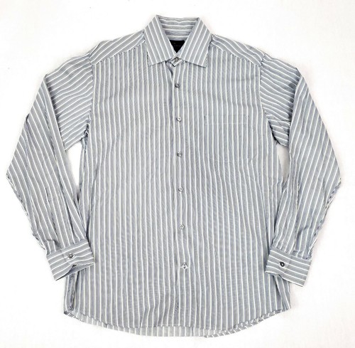 Kim Herring Shirt Italian Mens Large Made In Italy Long Sleeve Striped Button Up - Picture 2 of 6