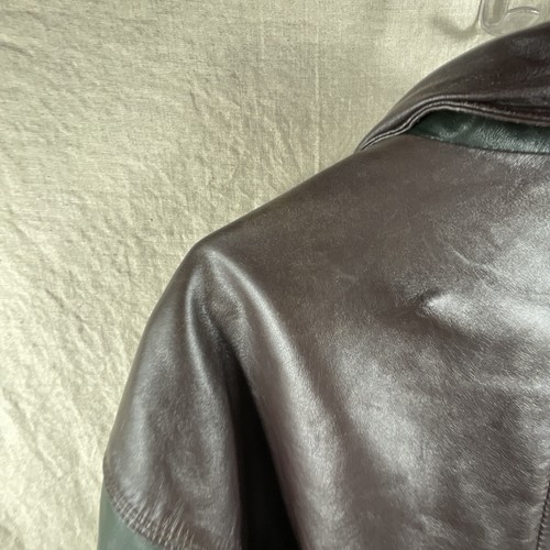 Chaqueta de cuero limitada multicolor cremallera completa manga larga cuero genuino talla L para hombre - Imagen 19 de 21