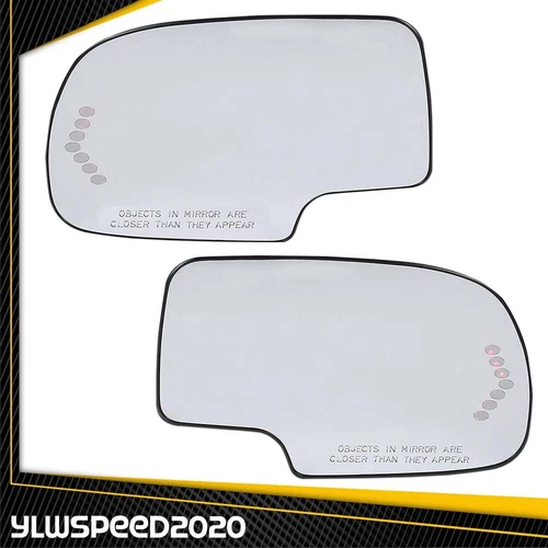 Pair Side Heated Glass Mirror w/Turn Left Signal & Right fits Chevy GMC Cadillac