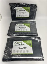 Quart 8x12 Black Vacuum Seal Bags FoodSaver compatible Embossed (150 Bags) NOB