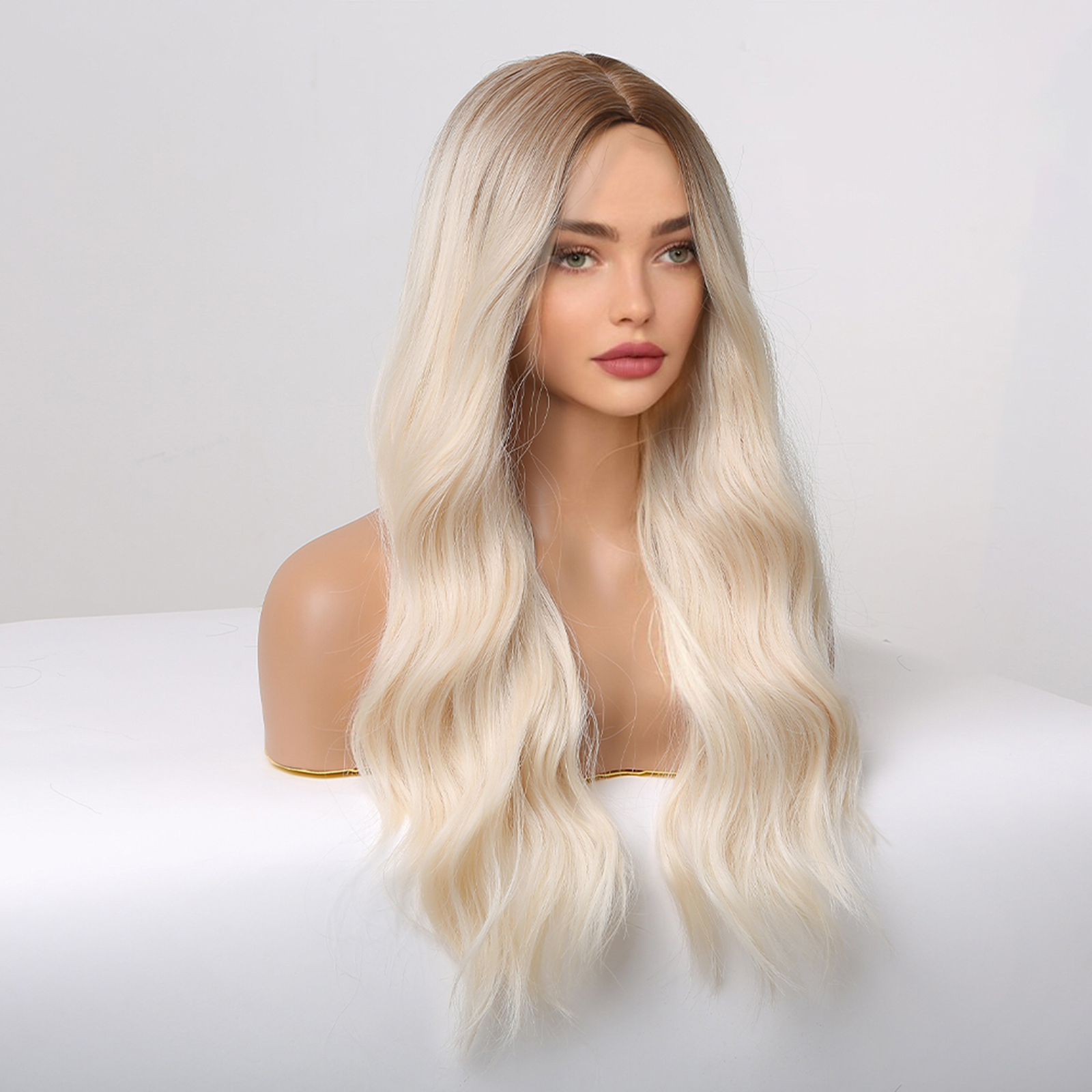Long Hair Big Wave Long Curly Blonde Wig YV476033