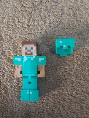 Minecraft Diamond Steve Figure Pack Articulated Armor Jazwares used Toy  Gift