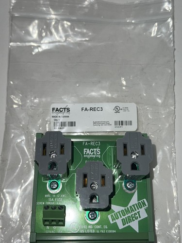 Automation Direct FA-REC3 Din Rail Mount Receptacle 15A 120VAC 3-Outlets (A3A) - Picture 4 of 4