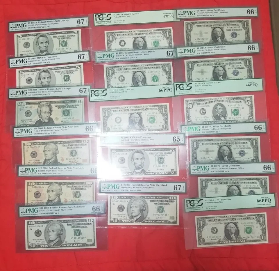 17 BANKNOTES USA LOT REPLACEMENTS STAR PMG PCGS 66,67 FEDERAL TOP RARE - Image 2 of 4