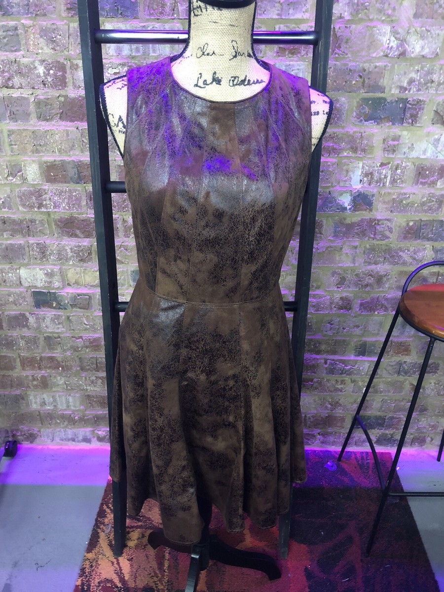 vince camuto brown dress Vince Camuto Women's Sleeveless Keyhole-Back Crewneck Maxi Dress - Chocolate