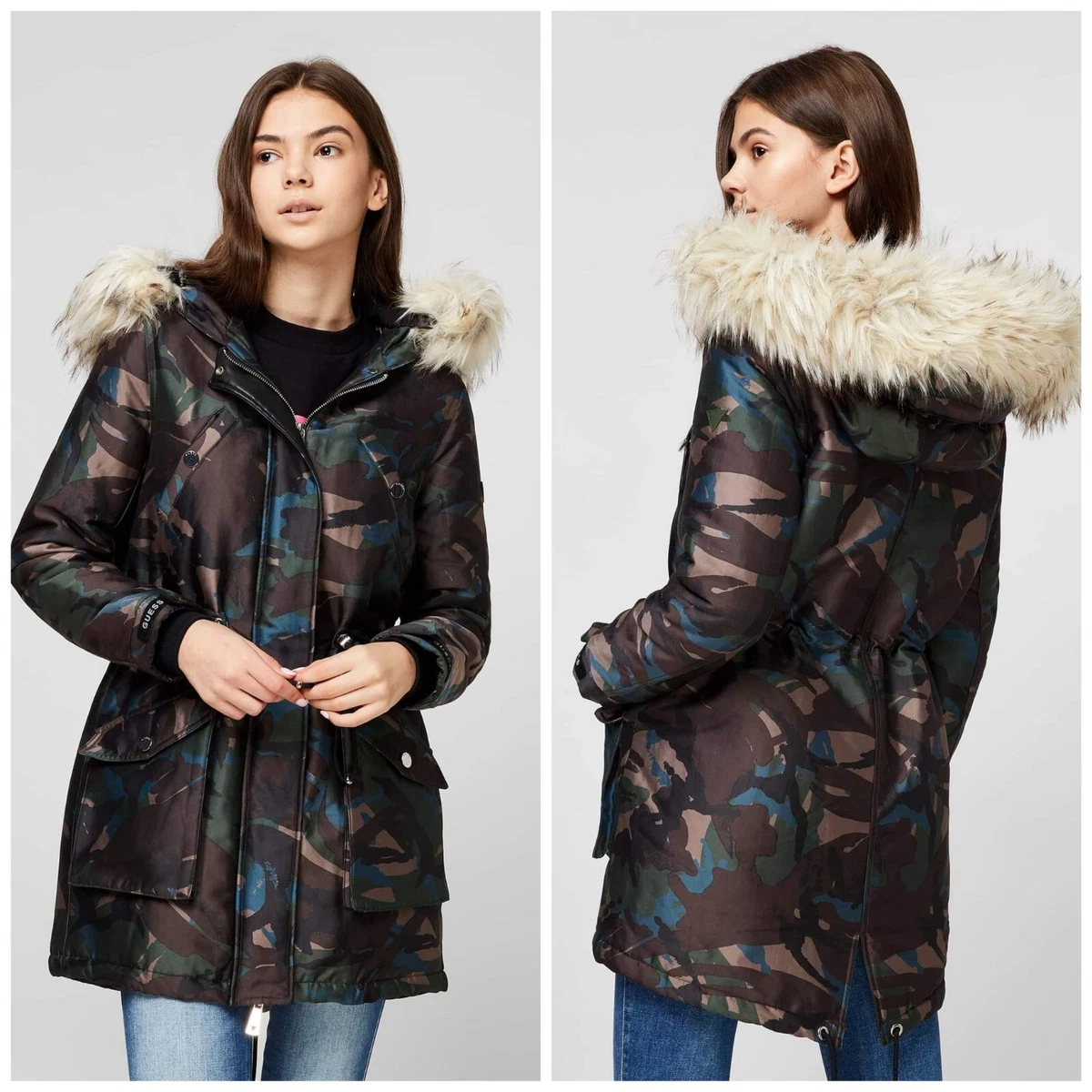 GUESS Women s Trudy Camouflage Parka sz S