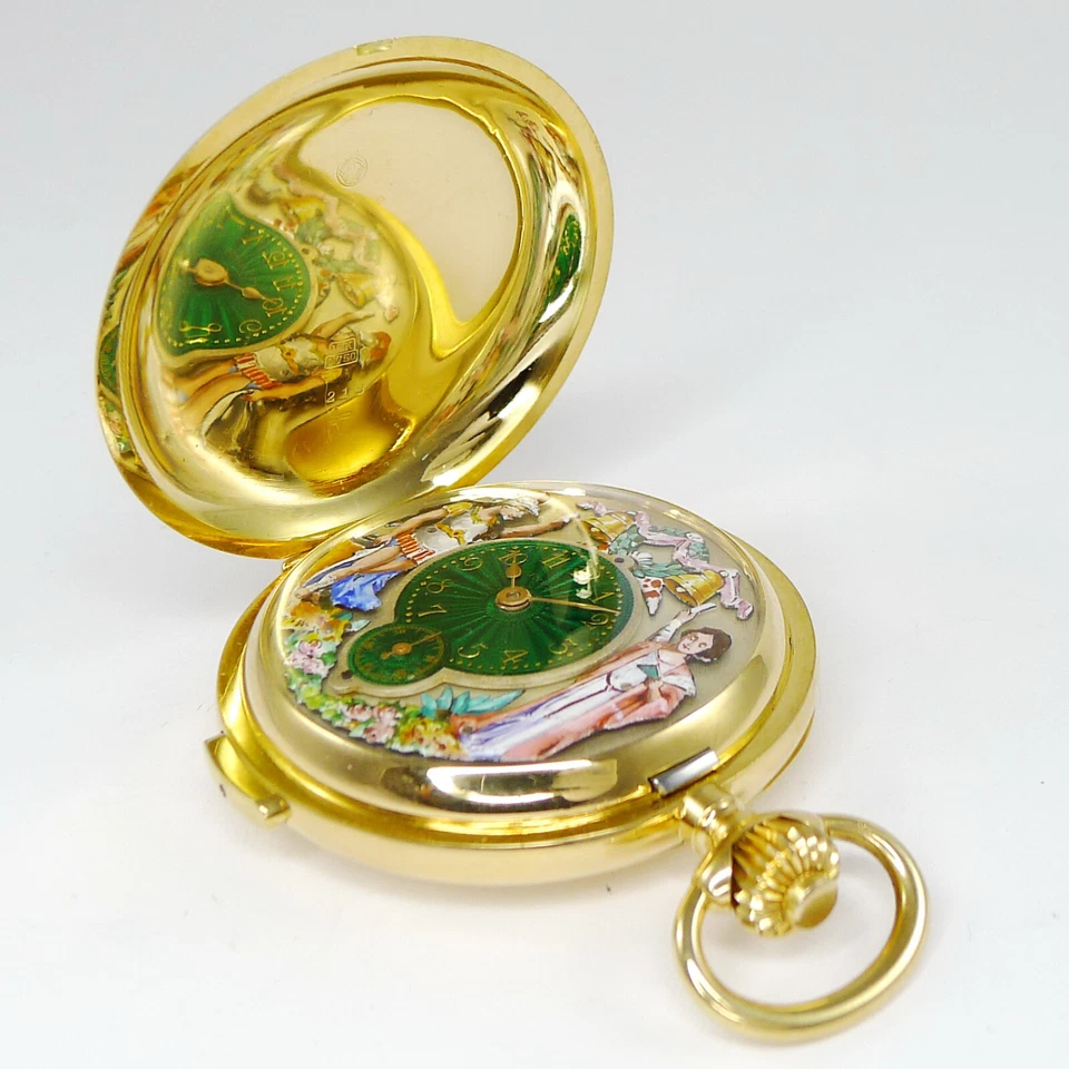 INVICTA JACQUEMART Glockenschlag Viertelrepetition Taschenuhr in Gold Schweiz - Bild 4 von 4