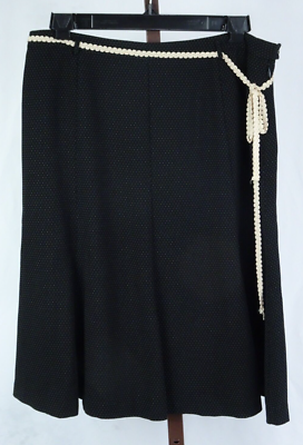 Womens Ladies White House Black Market Black Belted Skirt Size