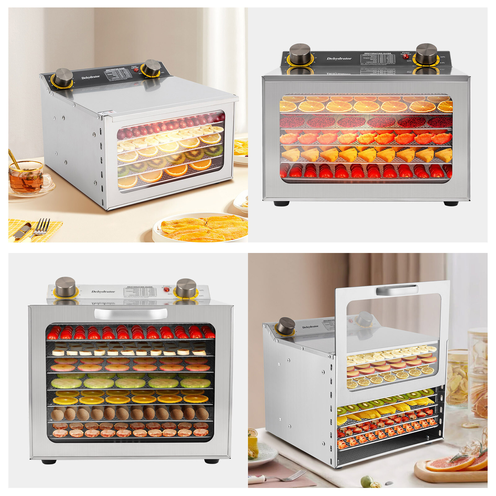 8/6 Tray Commercial Food Dehydrator Stainless Steel Fruit Meat Drying Machine