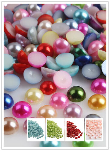 Multi-color 4mm Half Pearl Round Bead Flat Back Jewelry beads with a wax pencil - Picture 1 of 13