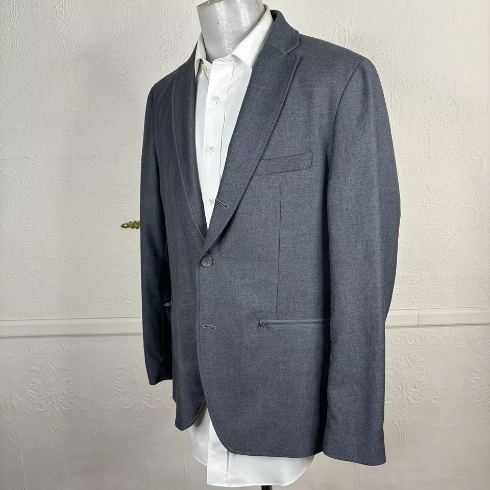 American Rag Blazer 夹克男式 L 纯灰色三扣 — 第 4/4 张图片