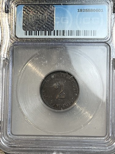 1875 - A Germany Empire 2 Pfennig Copper Coin Certified & Graded By ICG AU 50 - 第 7/11 張圖片