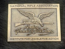VINTAGE National Rifle Association NRA Belt Buckle America Founded By Gun Owners
