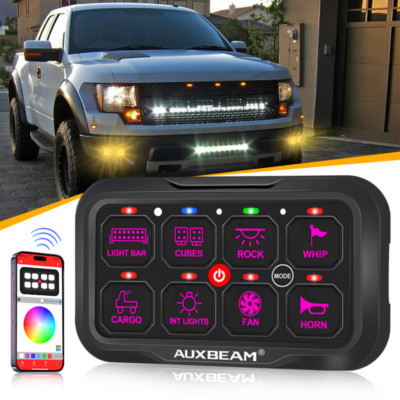 AUXBEAM RGB 8 Gang Switch Panel Light Control bluetooth & 47'' Extension Cable